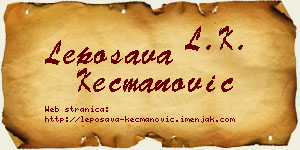 Leposava Kecmanović vizit kartica